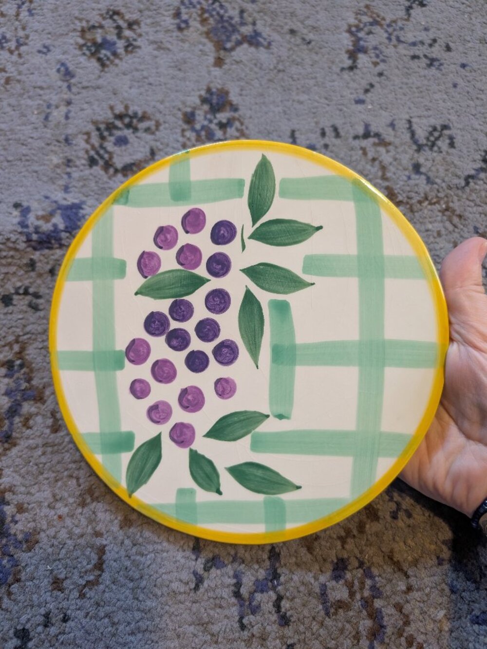 Vintage Oggi Corporation USA Tray‎ Grapes Wine Vineyard Crazing Cottagecore